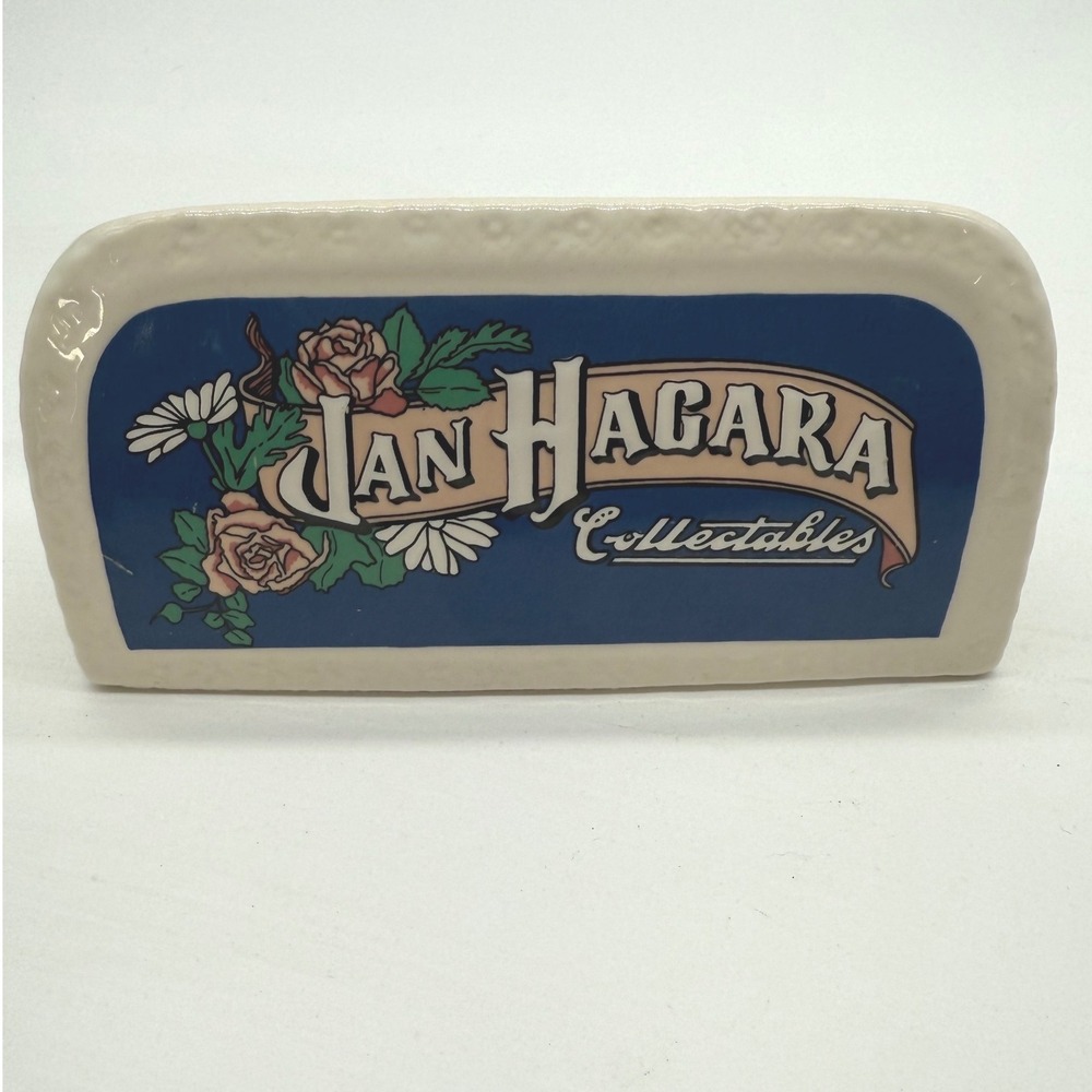 Jan‎ Hagara Collectables Rose Daisies Ceramic Vintage sign desk plaque